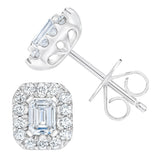 Costco emerald cut diamond halo stud earrings 1.00ctw - British product