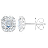 Costco emerald cut diamond halo stud earrings 1.00ctw - British product