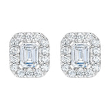 Costco emerald cut diamond halo stud earrings 1.00ctw - British product