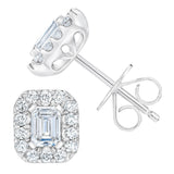 Costco UK 1.00ctw Emerald and Round Brilliant Cut Diamond Halo Stud Earrings, 14ct White Gold- Buy online at McGrocer