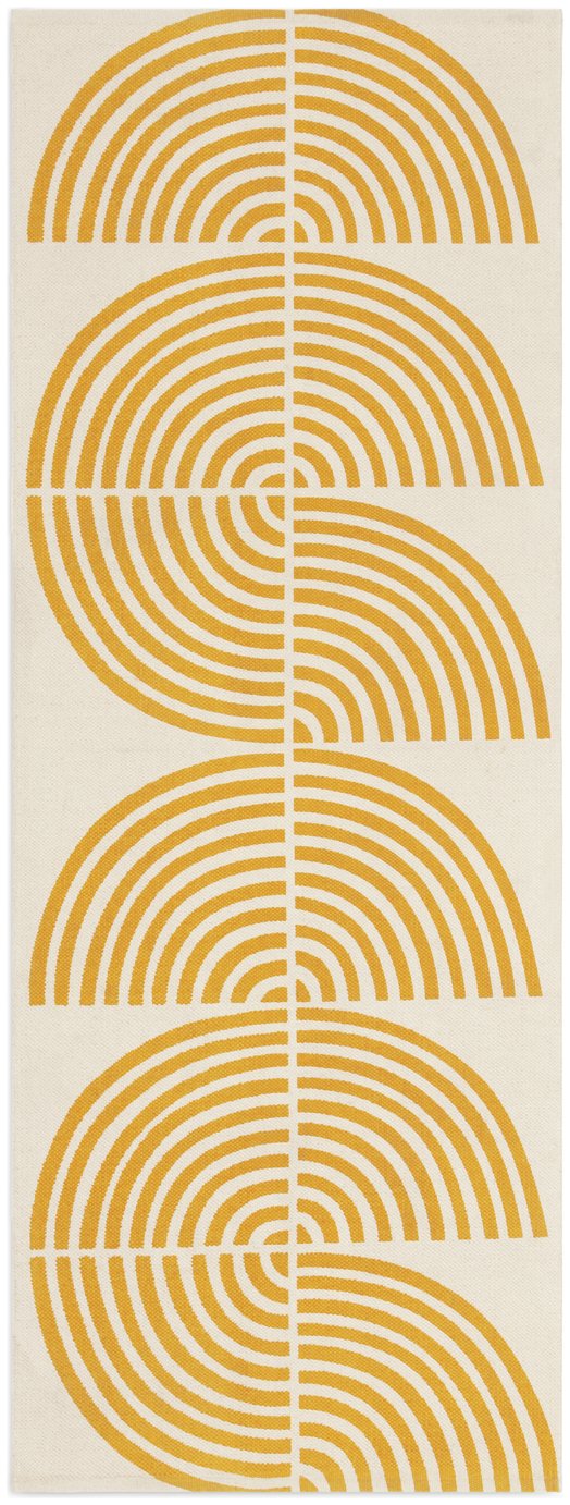 Habitat cotton flatweave runner with Global Swirl yellow pattern, 75x200cm, UK version
