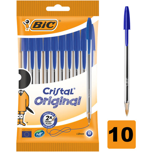 BIC Cristal Blue Ballpoint 10 Pack GOODS Sainsburys   