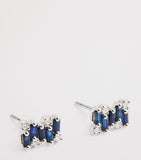 Suzanne Kalan blue sapphire diamond stud earrings 18kt white gold, UK version