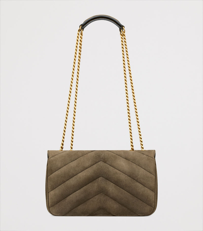 Saint Laurent Small Loulou shoulder bag in padded suede, imported from the UK