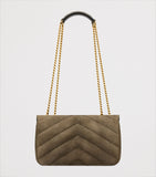 Saint Laurent Small Loulou shoulder bag in padded suede, imported from the UK