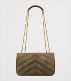 Saint Laurent Small Loulou shoulder bag in padded suede, imported from the UK