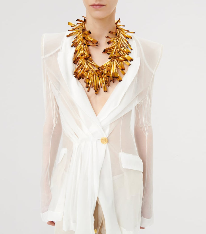 Schiaparelli brush necklace gold-plated brass chain - British product