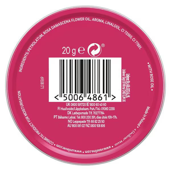 Vaseline Rosy Lips lip balm 20g (British brand)