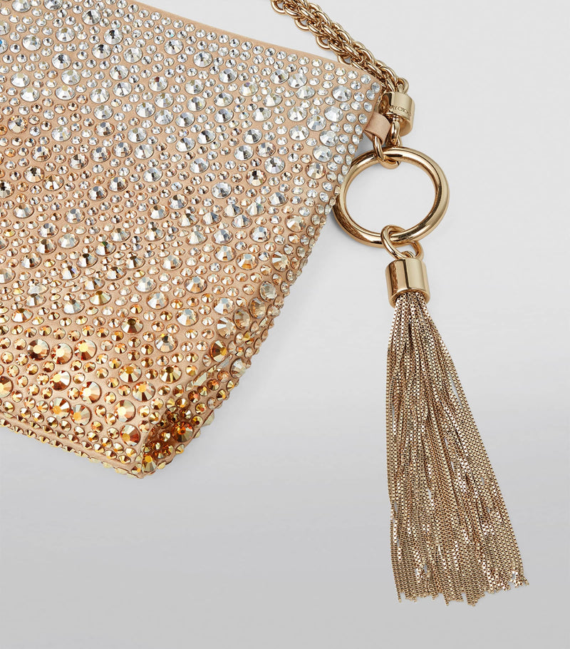 Jimmy Choo Callie crystal-embellished clutch bag, imported from the UK