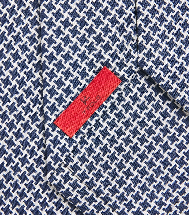 Isaia silk houndstooth jacquard tie 8.5cm (British brand)