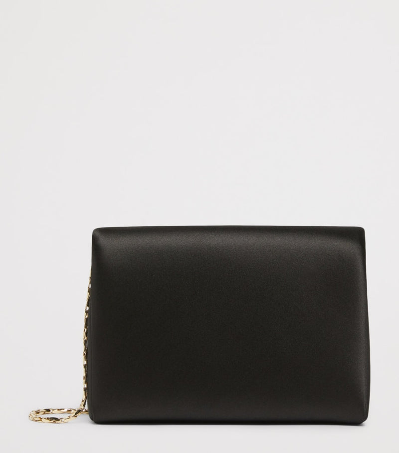 Max Mara satin clutch bag with chain strap, UK version
