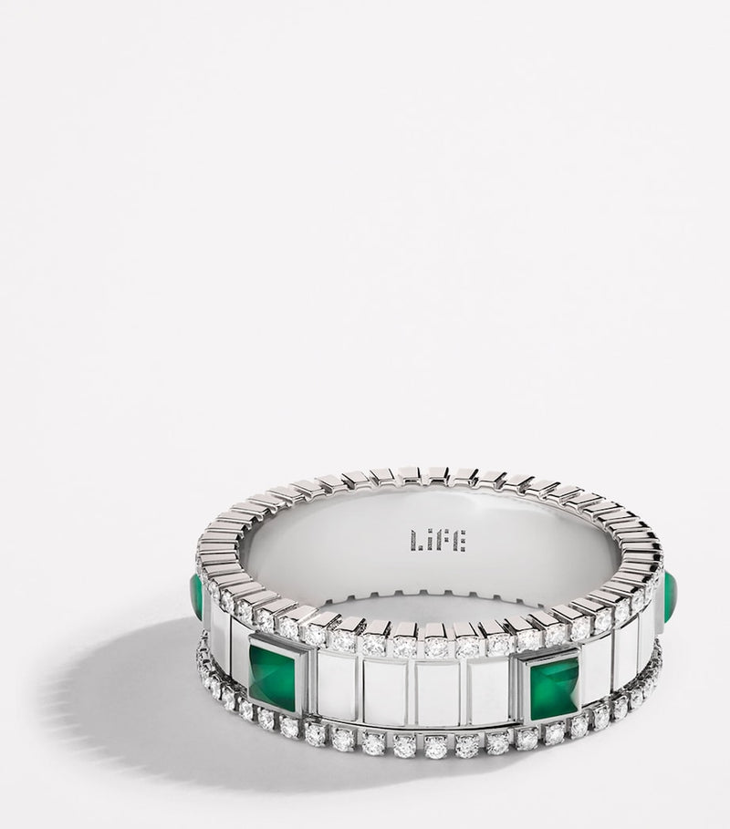 MARLI New York Life spinning ring with green agate and diamonds - British product