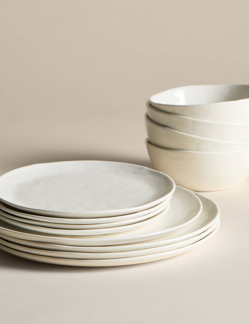 Artisan 12-piece dinner set, china textured finish - British product