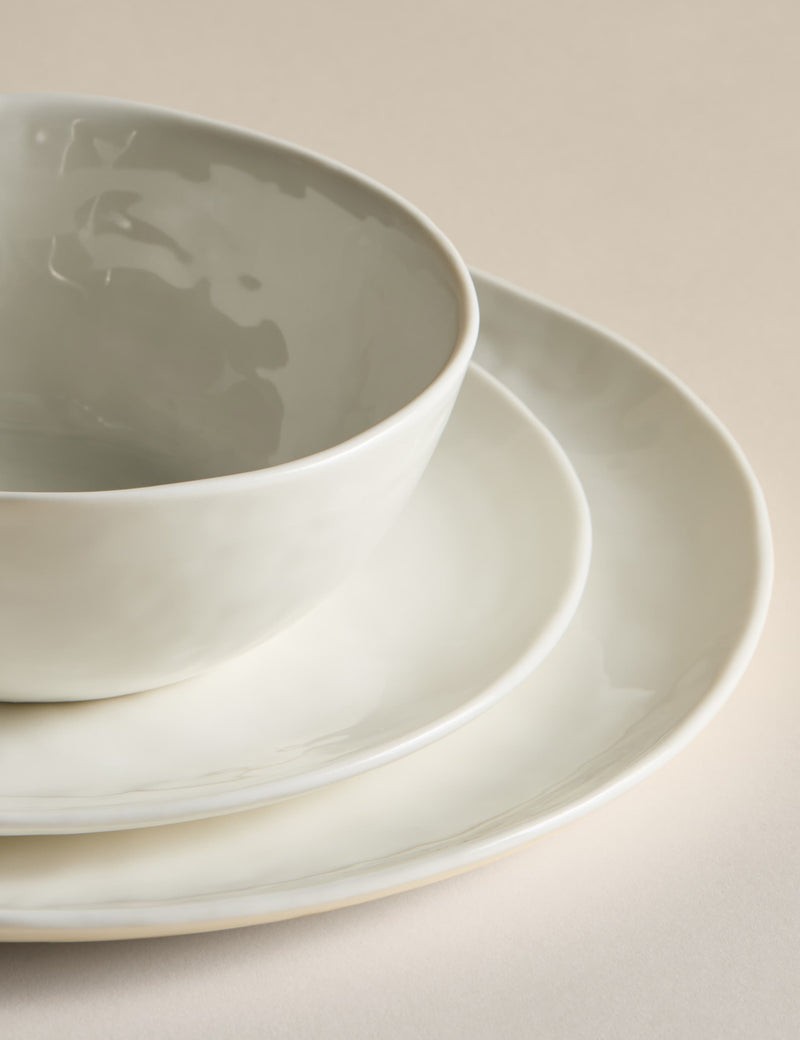 Artisan 12-piece dinner set, china textured finish - British product