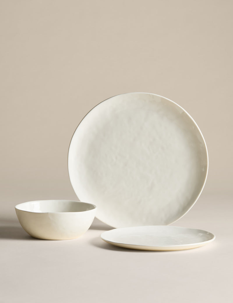Artisan 12-piece dinner set, china textured finish - British product