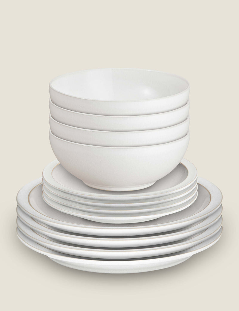 Denby cotton white 12 piece dinner set, imported from the UK