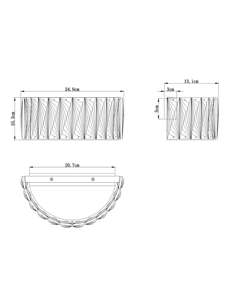 Aria clear wall light with faceted crystals, imported from the UK