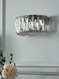 Aria clear wall light with faceted crystals, imported from the UK