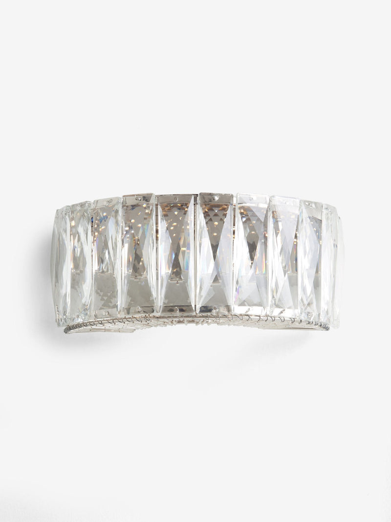 Aria clear wall light with faceted crystals, imported from the UK