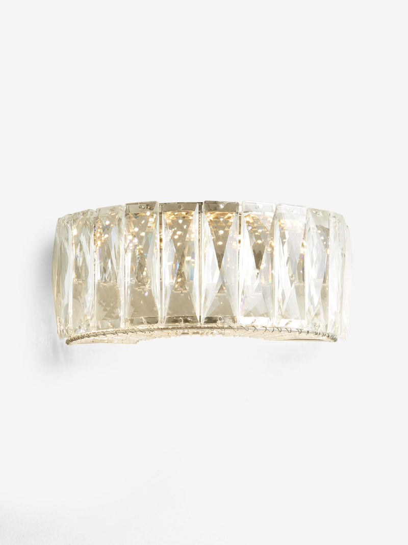 Aria clear wall light with faceted crystals, imported from the UK