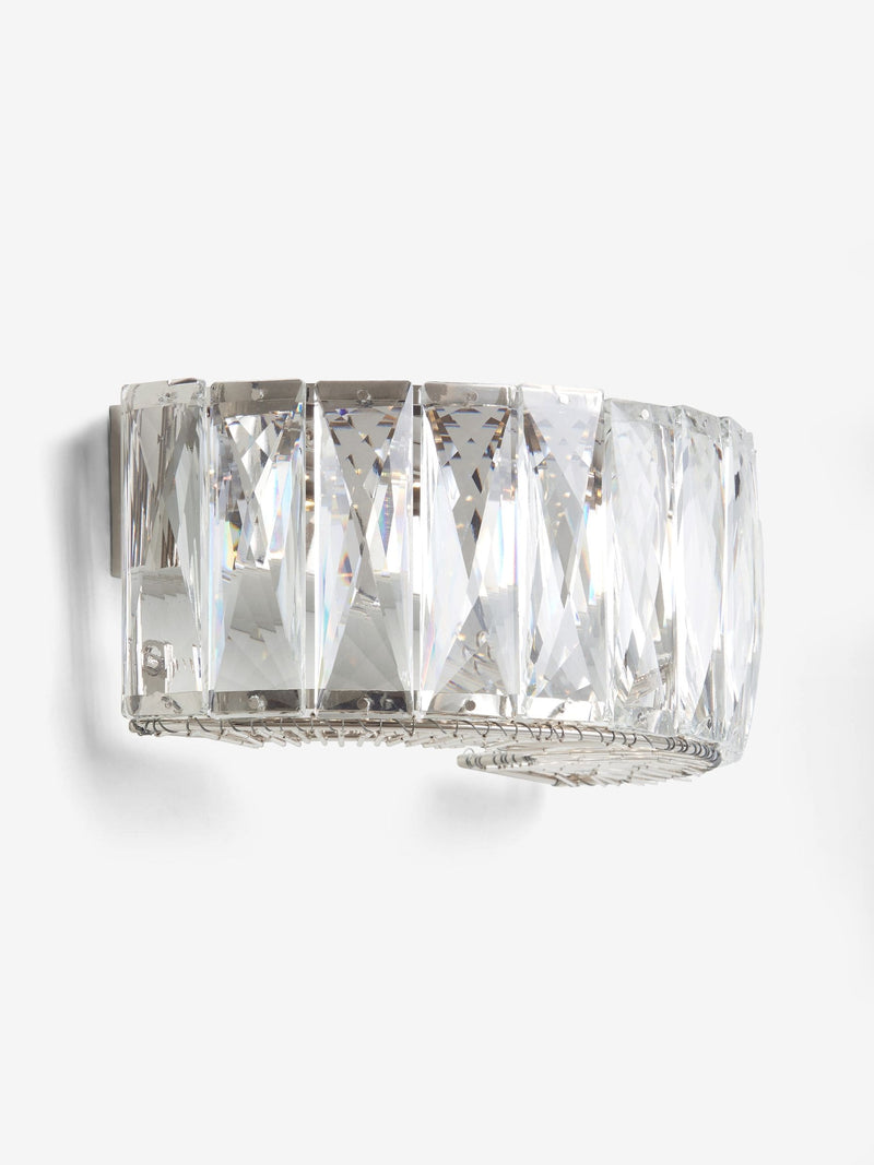 Aria clear wall light with faceted crystals, imported from the UK