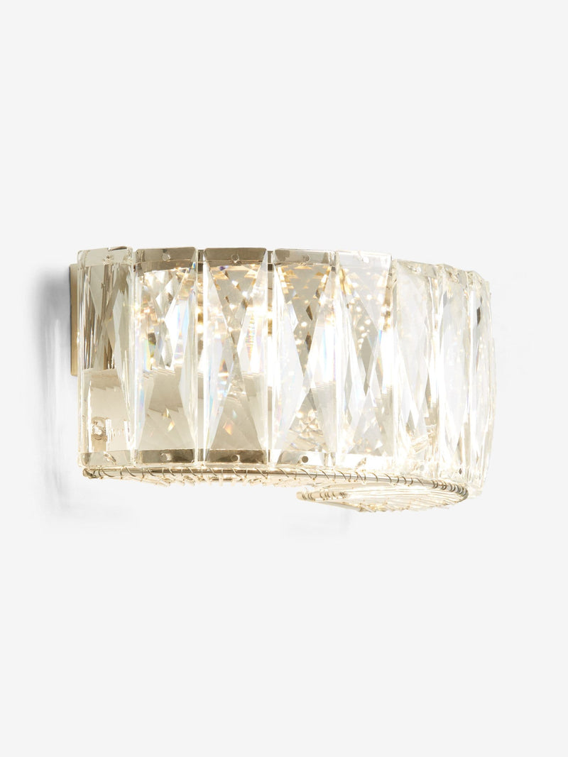 Aria clear wall light with faceted crystals, imported from the UK