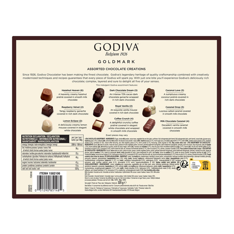 Godiva assorted chocolate gift box 29 pieces 325g, UK version
