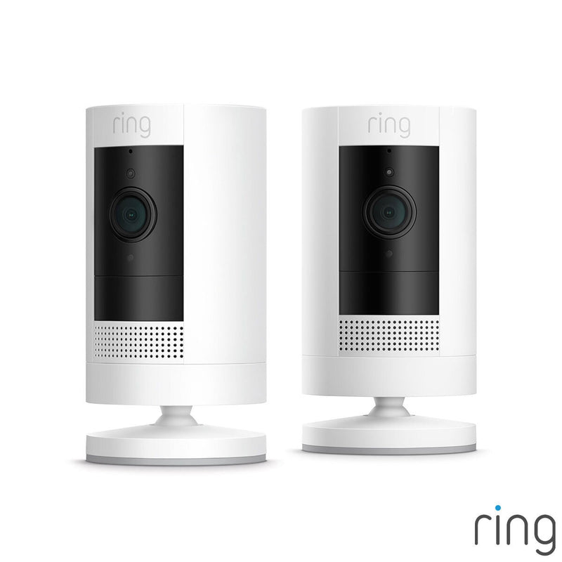 Ring Battery Stick Up Cam White 2 Pack security camera, imported from the UK