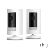 Ring Battery Stick Up Cam White 2 Pack security camera, imported from the UK