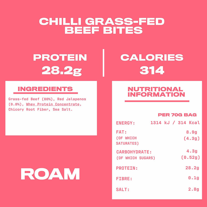 ROAM Jalapeno Chilli beef bites 6x70g, imported from the UK
