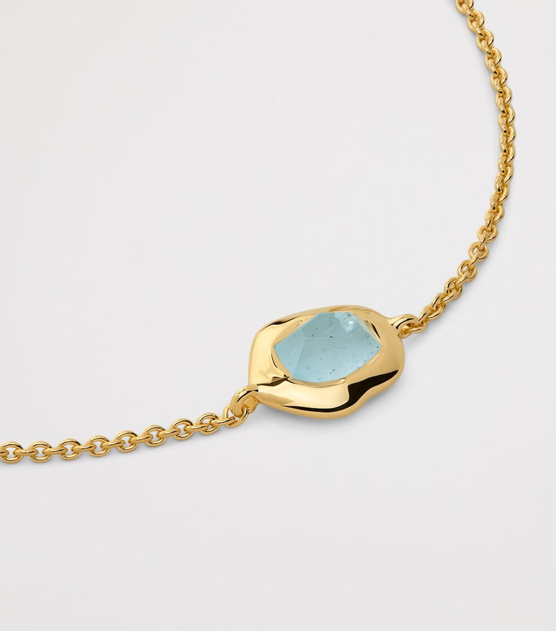 Monica Vinader gold vermeil aquamarine Odyssey bracelet, imported from the UK
