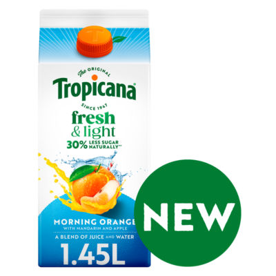 Tropicana Fresh & Light orange juice blend drink 1.45L, UK version