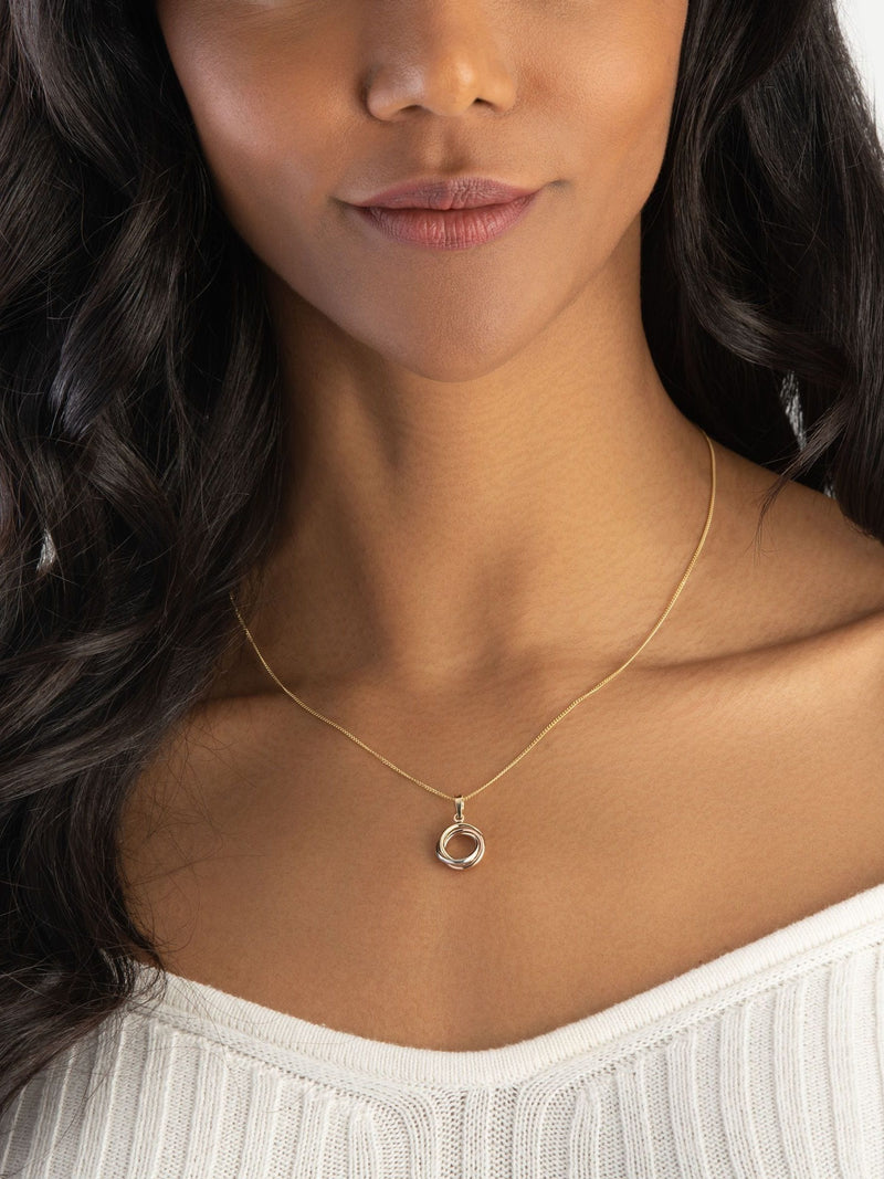 Beaverbrooks 9ct gold three colour circle pendant - British product