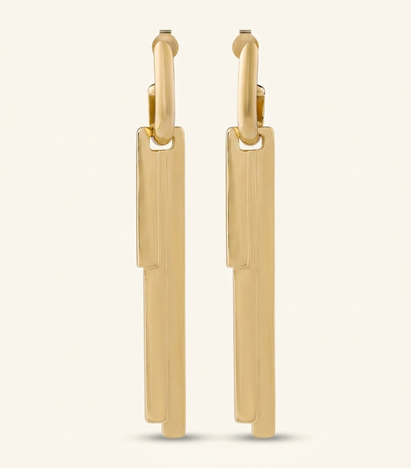 Givenchy Tape Drop Earrings distressed brass Paris 1952 - British product