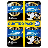 Always Ultra Night sanitary towels with wings, size 4, 36 pack - British product