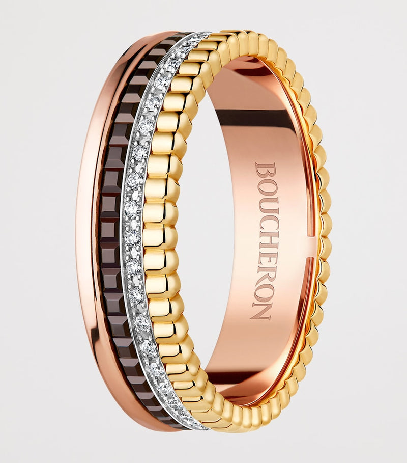 Boucheron Quatre Classique extra kleiner Mixed-Gold-Ring, importiert aus Großbritannien