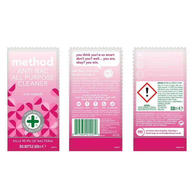 Method mixed pack spray cleaner 3 x 828ml, imported from the UK
