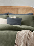 Chunky Waffle Duvet Cover Set in Eucalyptus Green (British brand)