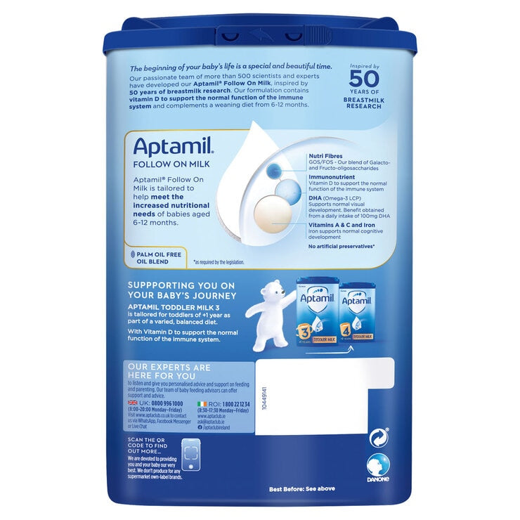 Aptamil baby formula Stage 2 follow-on milk 3 x 700g, imported from the UK