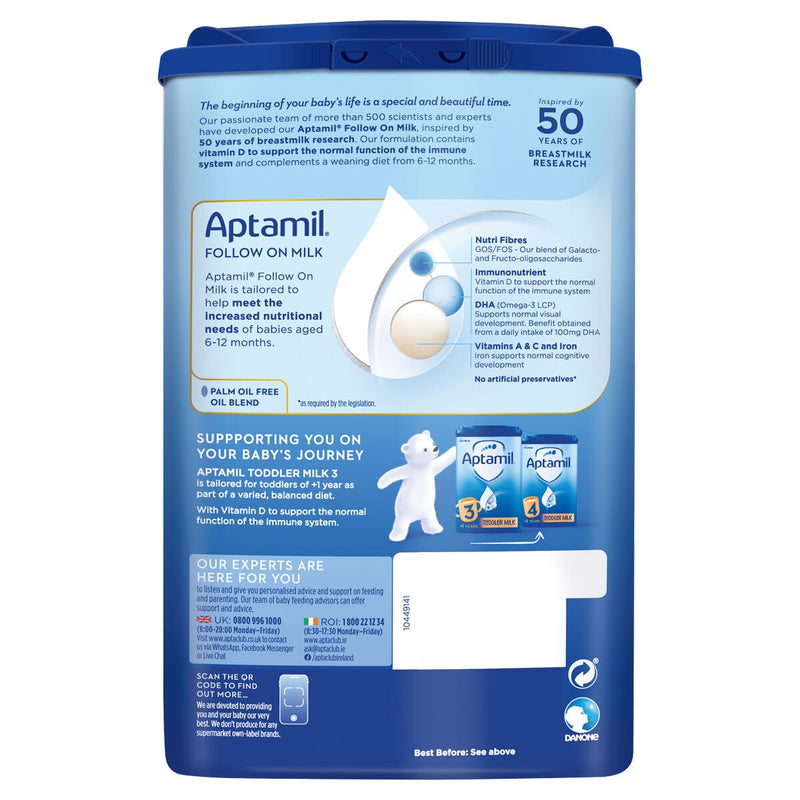 Aptamil baby formula Stage 2 follow-on milk 3 x 700g, imported from the UK