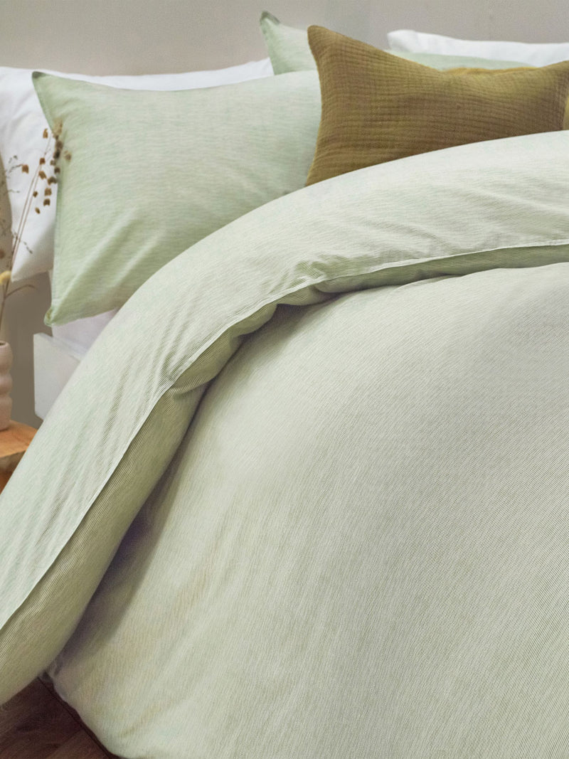 Khaki Green Heaton Stripe 100% Cotton Duvet Cover Set