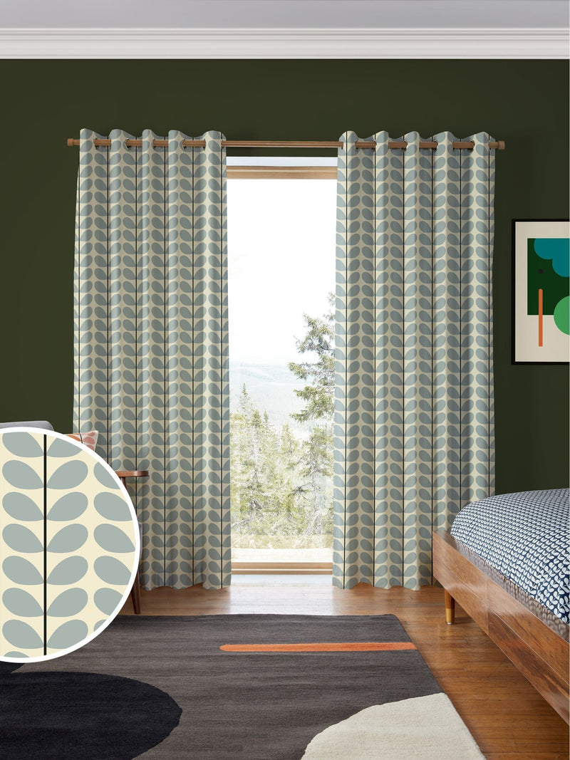 Orla Kiely blue two colour stem curtains, imported from the UK