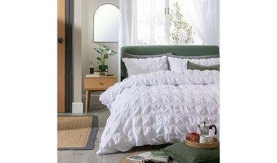 Argos Argos Home Seersucker Square White Duvet Cover Set - Double- Buy online at McGrocer