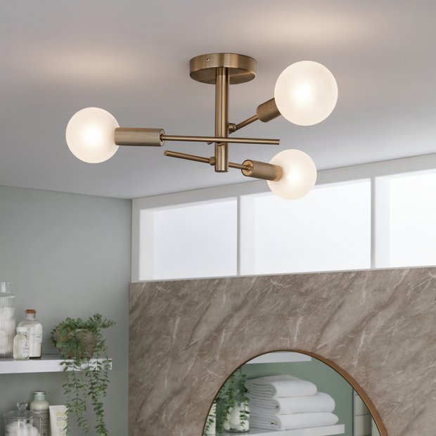 Habitat brass bathroom ceiling light, 58cm diameter, UK version
