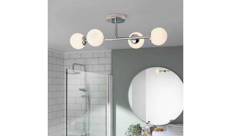 Habitat chrome bathroom ceiling light with four glass globes - British product