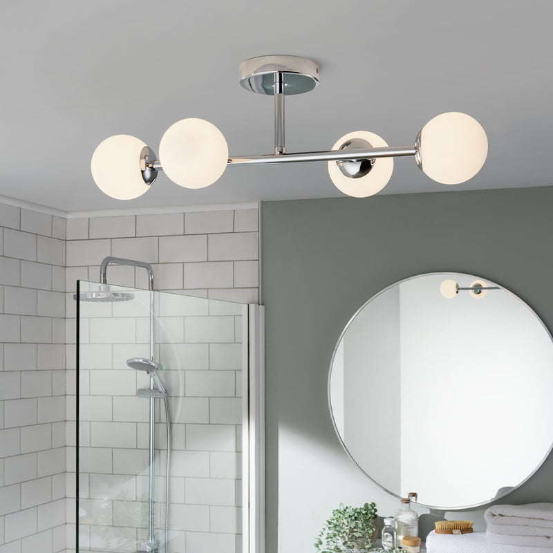 Habitat chrome bathroom ceiling light with four glass globes - British product