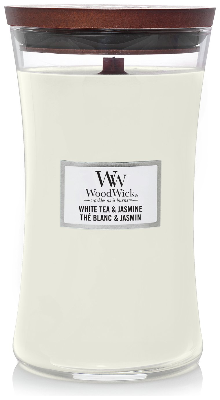 Woodwick large jar candle White Tea & Jasmine (British brand)