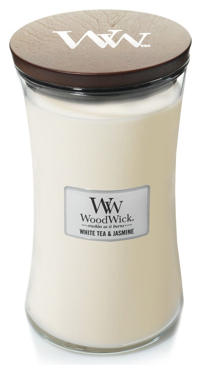 Woodwick large jar candle White Tea & Jasmine (British brand)