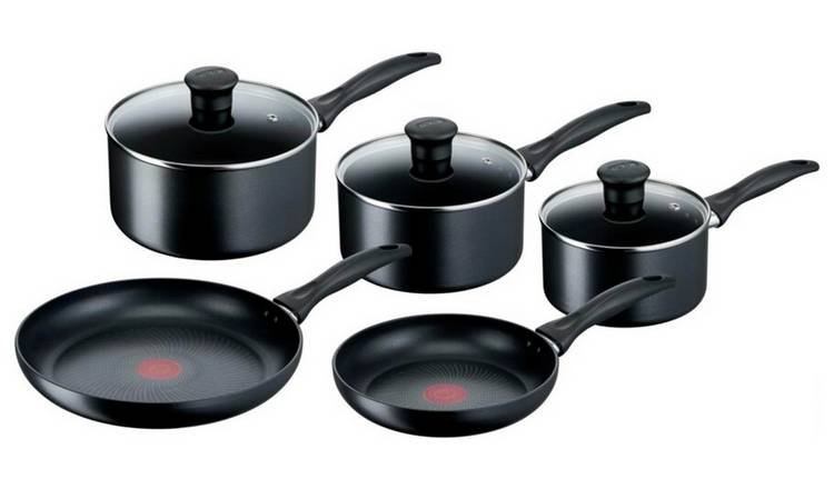 Tefal 5-piece non-stick pan set black (British brand)