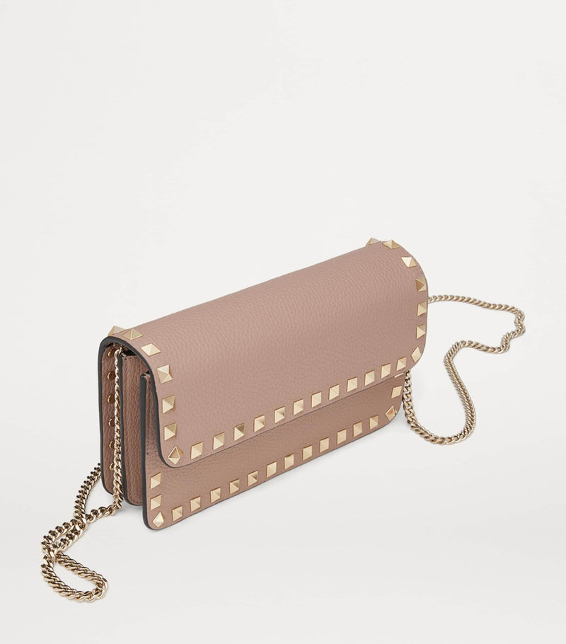 Valentino Garavani Rockstud chain wallet leather, UK version